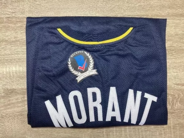 Ja Morant aláírt mez BAS / Beckett hitelesített Navy Blue Custom - Image 3